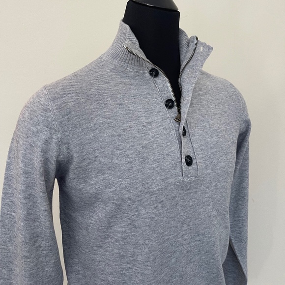 New Hugo Boss Sweater Half Zip Buttons Light Gary Sweater Pullover - Picture 9 of 10